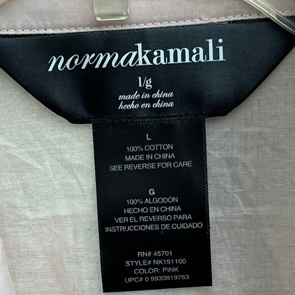 Norma Kamali Slim Fit Rolled Tabs Button Down Shirt in Pink M - Picture 8 of 8